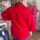 Simple Scallops Curvy 3/4 Sleeve Top in Red