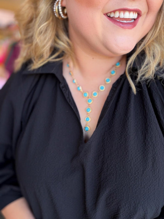 Turquoise Cascade Gold Necklace