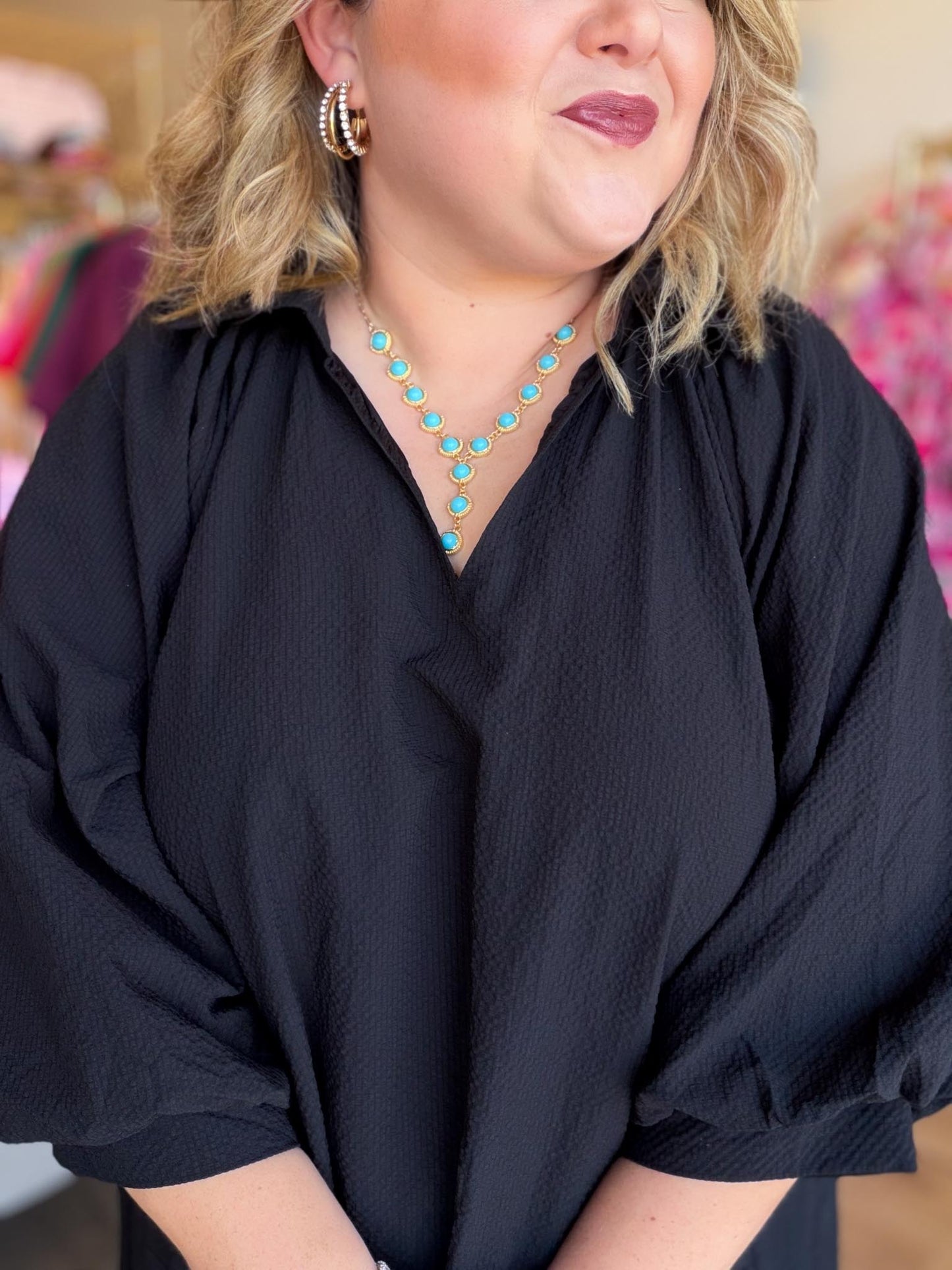 Simply Iconic Curvy Black Textured Dress