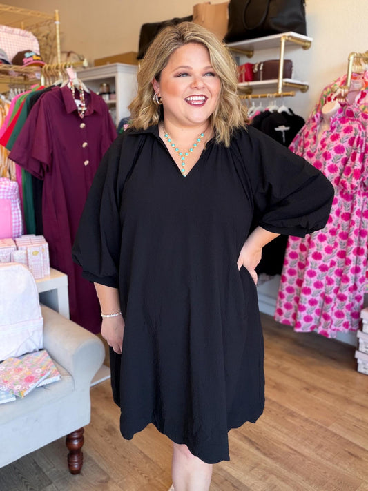 Simply Iconic Curvy Black Textured Dress