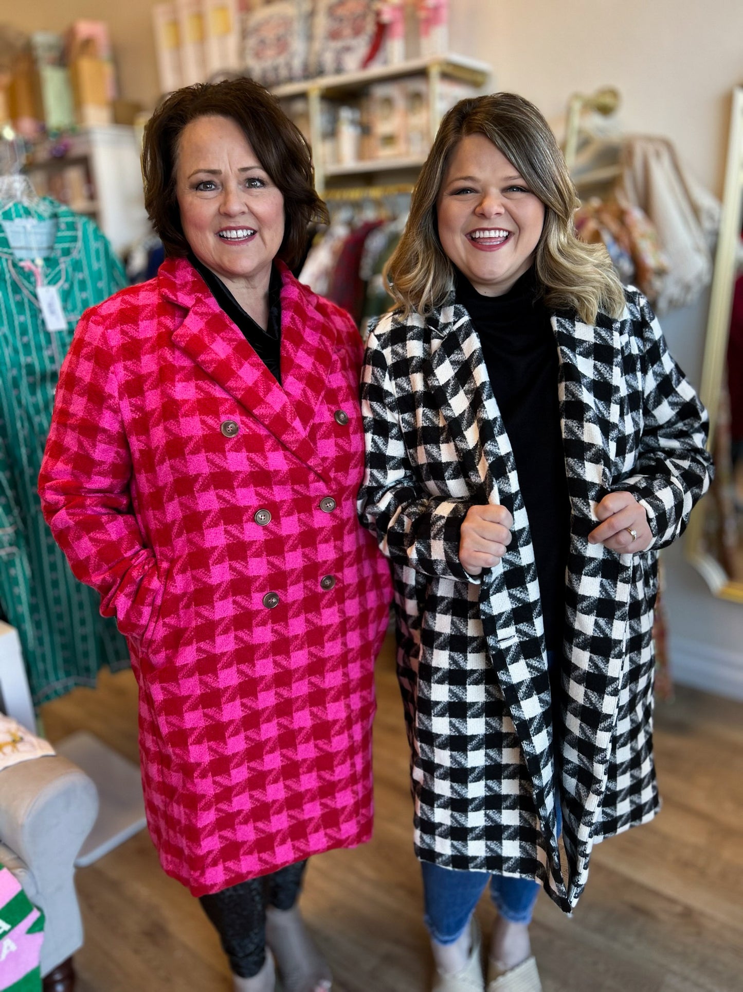 Sleigh All Day Plus-Size Black & White Houndstooth Coat
