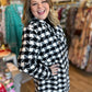 Sleigh All Day Plus-Size Black & White Houndstooth Coat