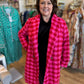 Sleigh All Day Plus-Size Red & Pink Houndstooth Coat