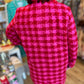 Sleigh All Day Plus-Size Red & Pink Houndstooth Coat