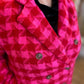 Sleigh All Day Plus-Size Red & Pink Houndstooth Coat