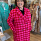 Sleigh All Day Plus-Size Red & Pink Houndstooth Coat
