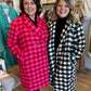 Sleigh All Day Plus-Size Red & Pink Houndstooth Coat