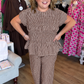 Smocked Sass Curvy Brown and White Gingham Pant Set