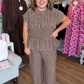 Smocked Sass Curvy Brown and White Gingham Pant Set