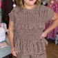 Smocked Sass Curvy Brown and White Gingham Pant Set