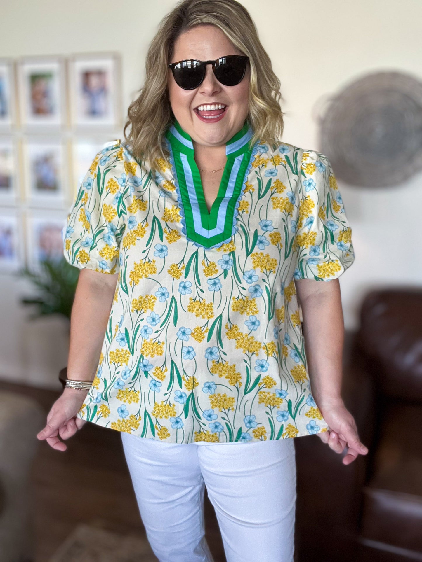 Soft Sunrise Curvy Floral Blouse