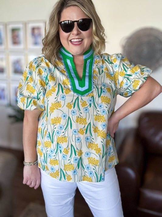 Soft Sunrise Curvy Floral Blouse