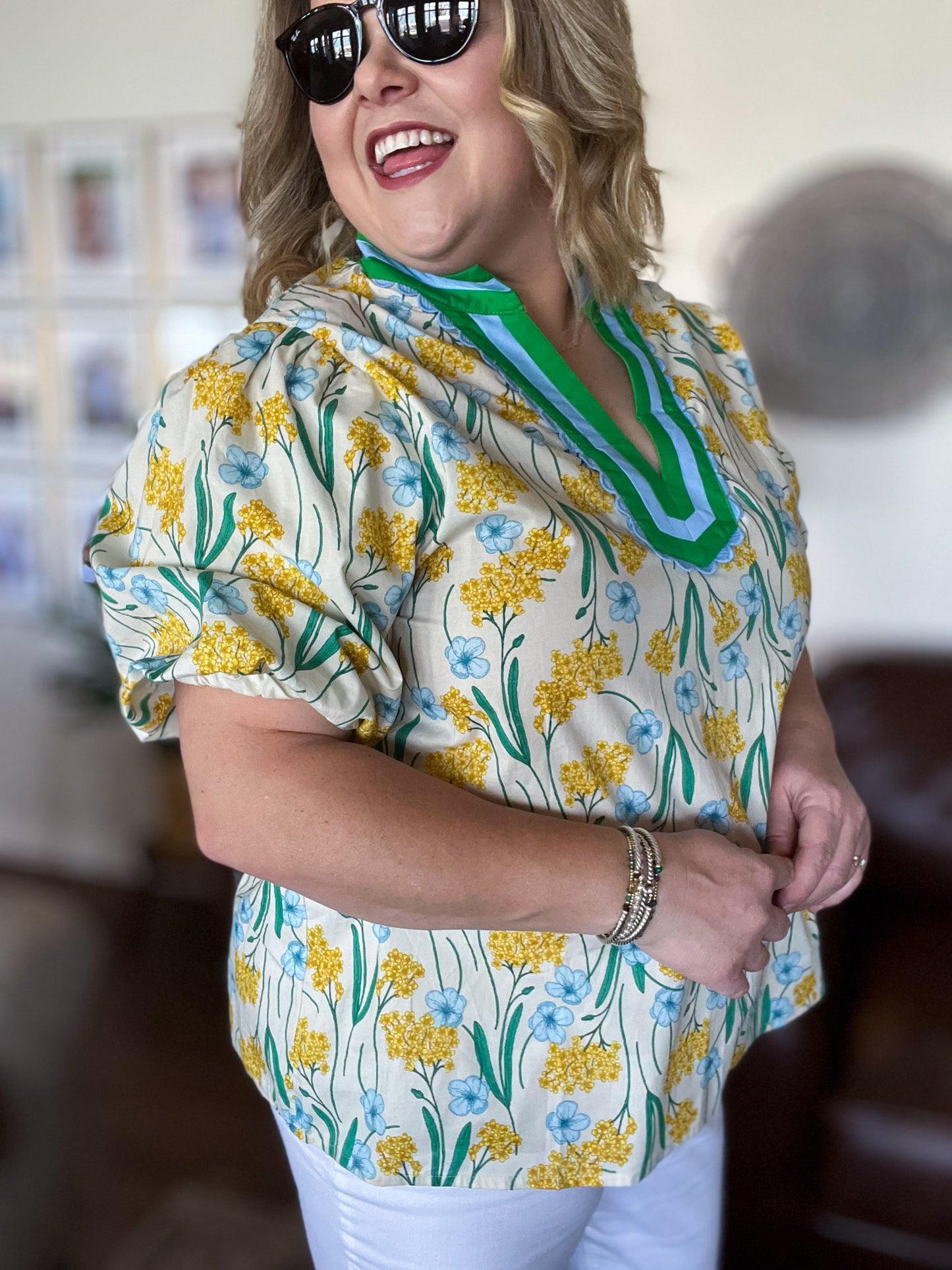 Soft Sunrise Curvy Floral Blouse