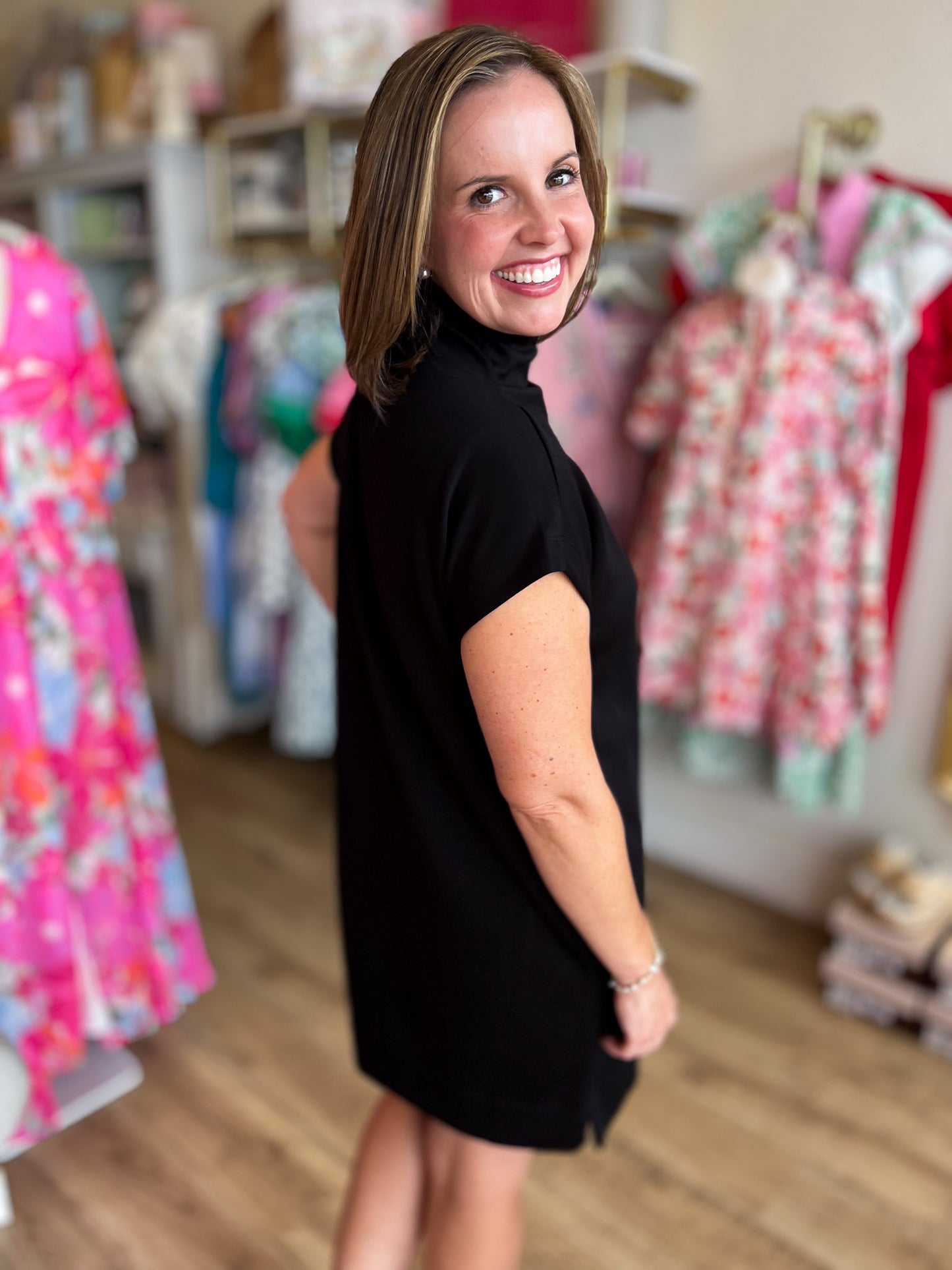 Soft & Simple Curvy Mini Black Dress