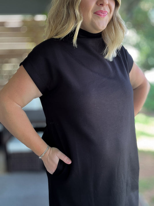 Soft & Simple Curvy Mini Black Dress