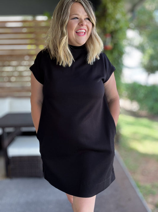 Soft & Simple Curvy Mini Black Dress