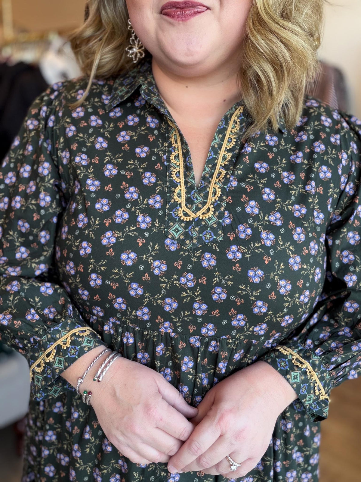 Something Simple Curvy Olive Floral Midi Dress