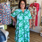 Southern Soirée Plus-Size Blue & Green Midi Dress