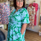 Southern Soirée Plus-Size Blue & Green Midi Dress