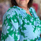 Southern Soirée Plus-Size Blue & Green Midi Dress