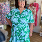 Southern Soirée Plus-Size Blue & Green Midi Dress