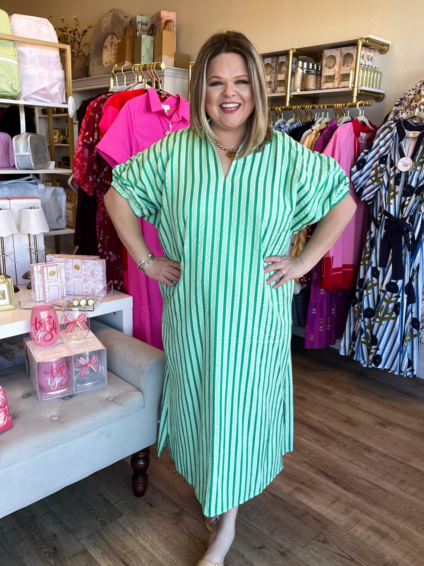 Springtime Ease Curvy Green Midi Dress