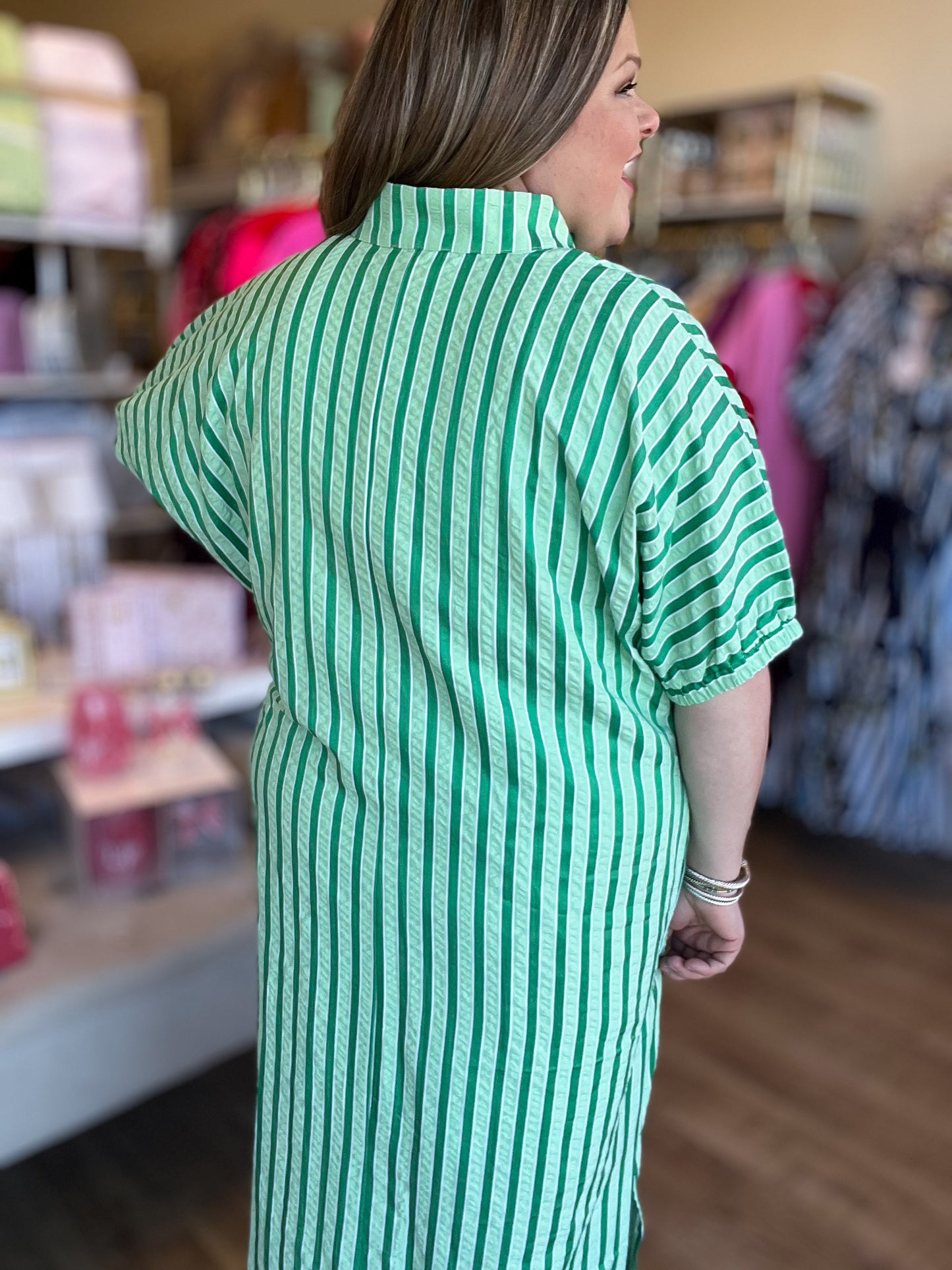 Springtime Ease Curvy Green Midi Dress