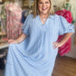 RESTOCKED! Star-Spangled Sweetheart Curvy Blue Gingham Midi Dress