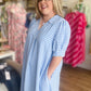 RESTOCKED! Star-Spangled Sweetheart Curvy Blue Gingham Midi Dress