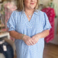 RESTOCKED! Star-Spangled Sweetheart Curvy Blue Gingham Midi Dress