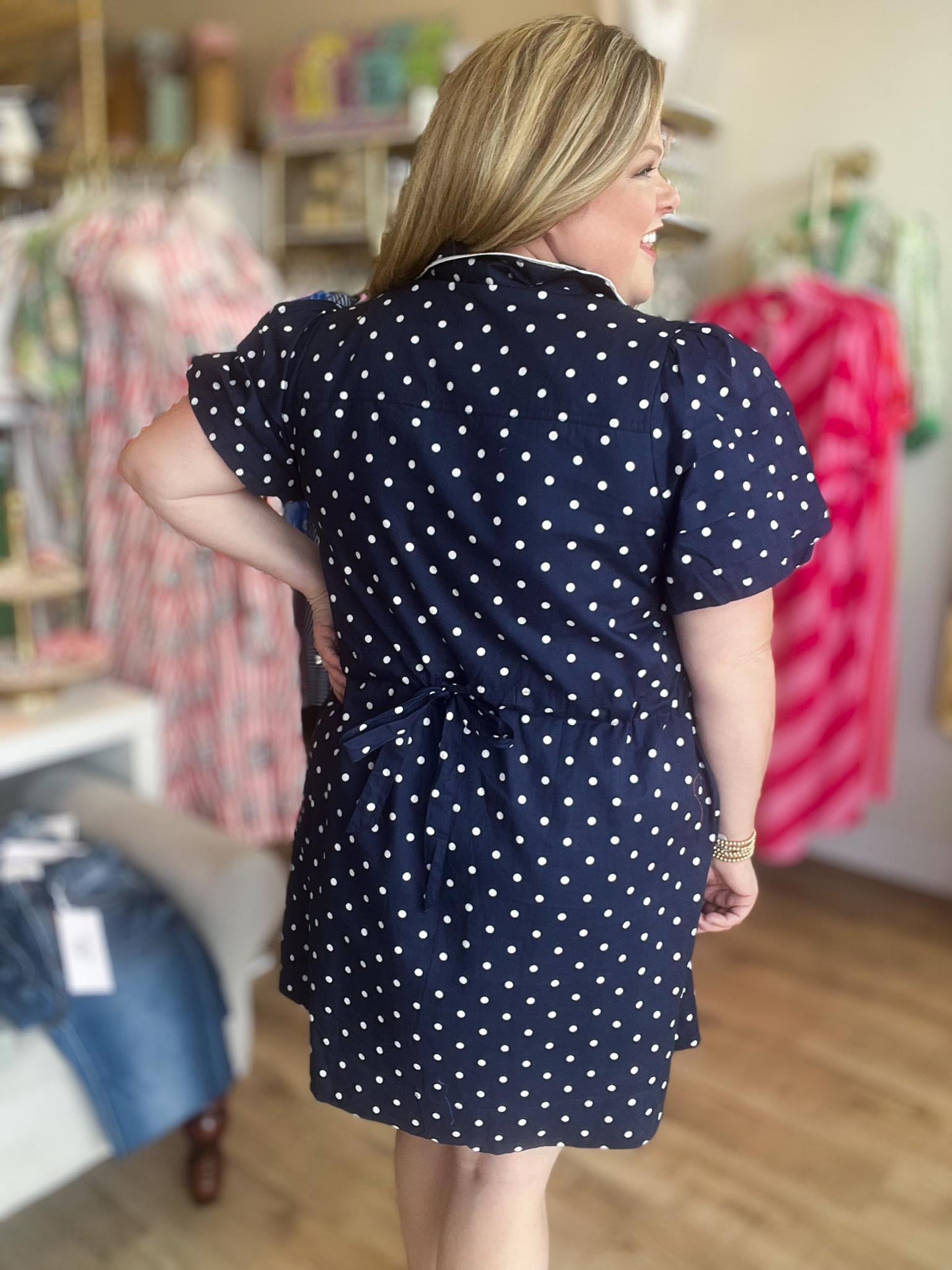 Stars, Stripes & Polka Dots Curvy Navy Dress