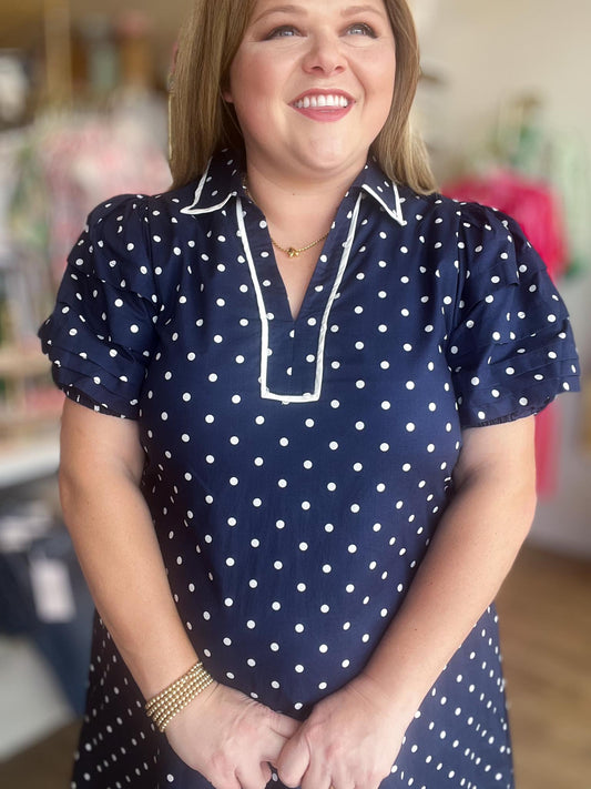 Stars, Stripes & Polka Dots Curvy Navy Dress