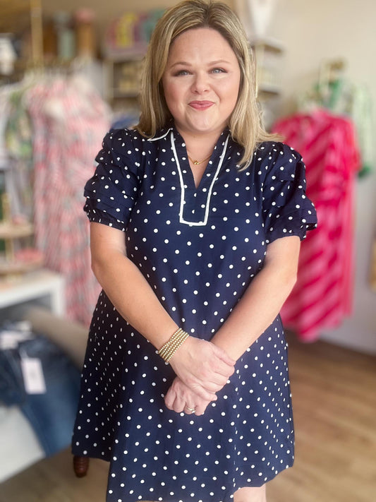 Stars, Stripes & Polka Dots Curvy Navy Dress