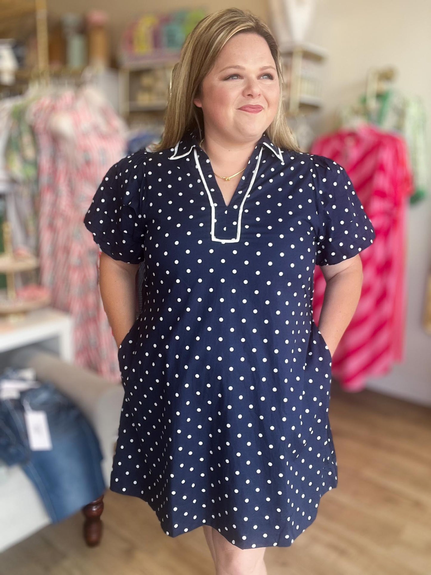 Stars, Stripes & Polka Dots Curvy Navy Dress