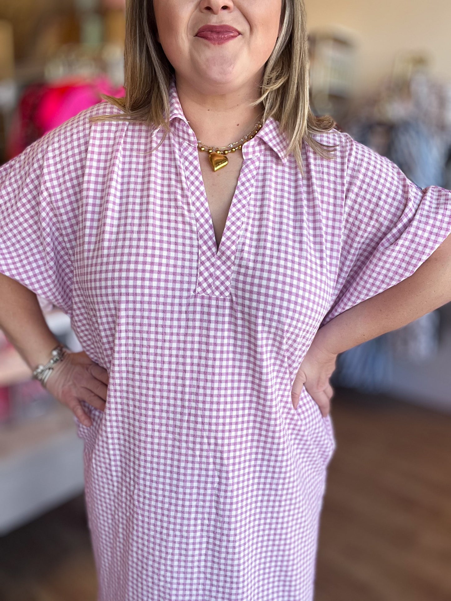 Strawberry Fields Curvy Gingham Midi Dress