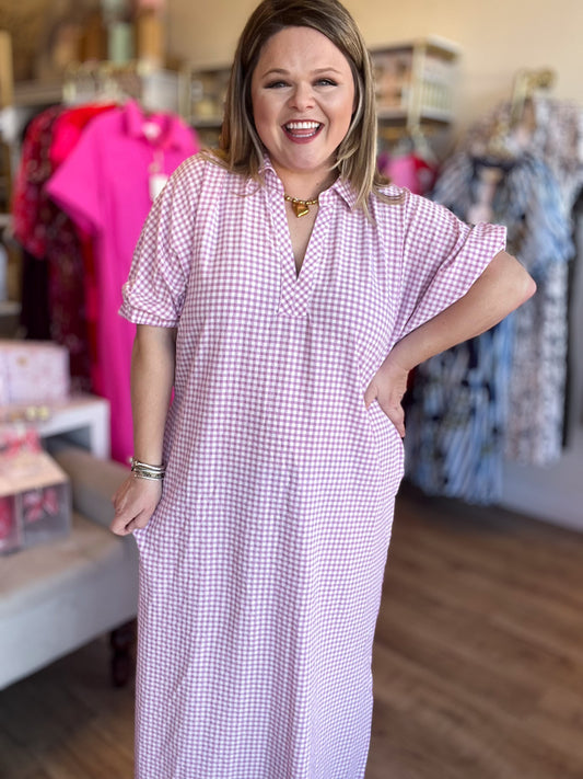 Strawberry Fields Curvy Gingham Midi Dress