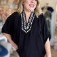 Sugar Mama Curvy Black Dolman Top with Leopard Trim