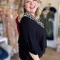 Sugar Mama Curvy Black Dolman Top with Leopard Trim