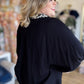 Sugar Mama Curvy Black Dolman Top with Leopard Trim