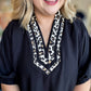 Sugar Mama Curvy Black Dolman Top with Leopard Trim