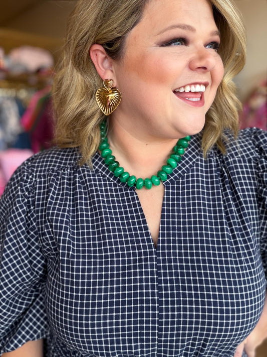 Sugar Bead Green Necklace