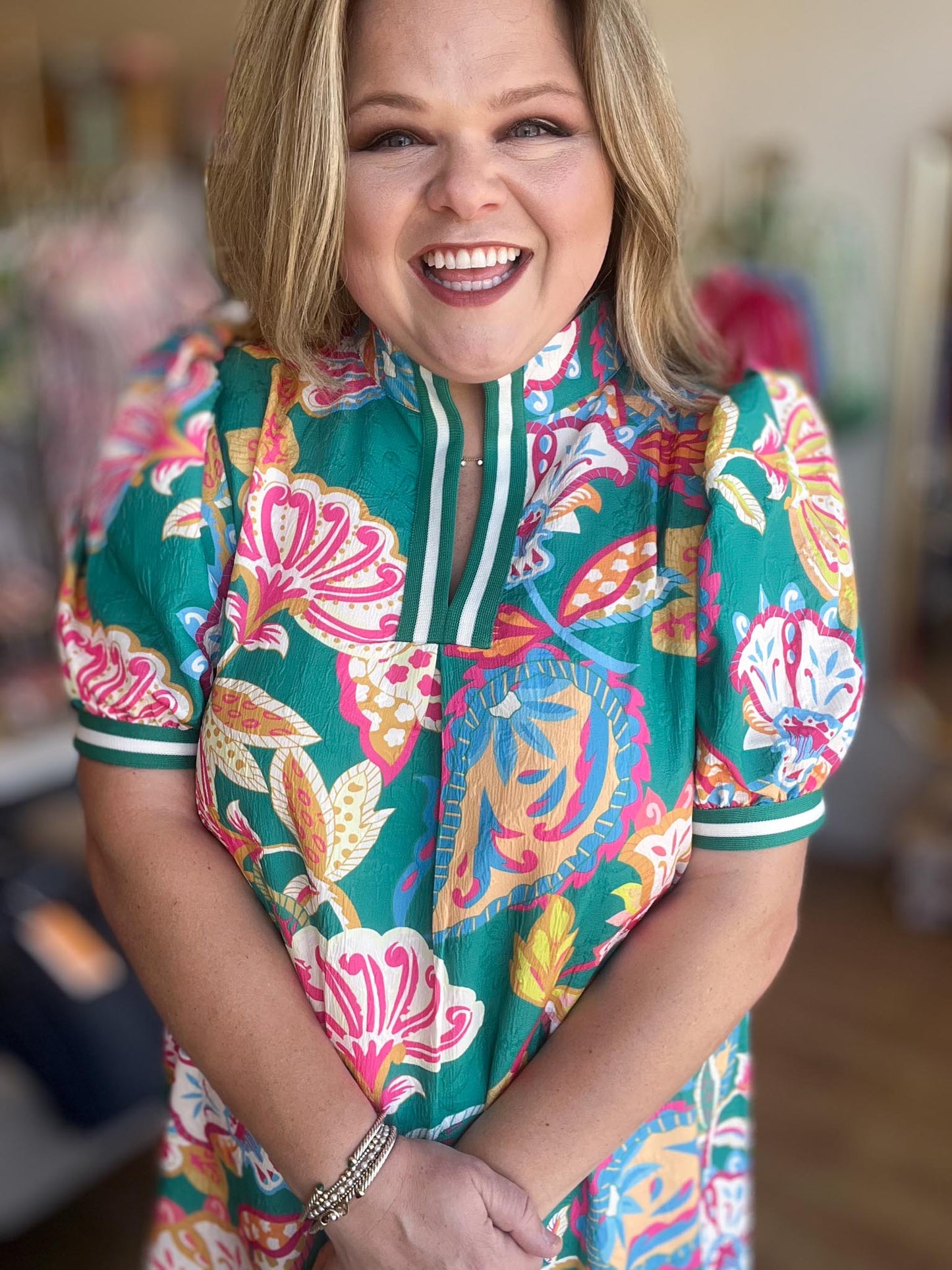 Summer Jubilee Curvy Emerald Paisley Mini Dress