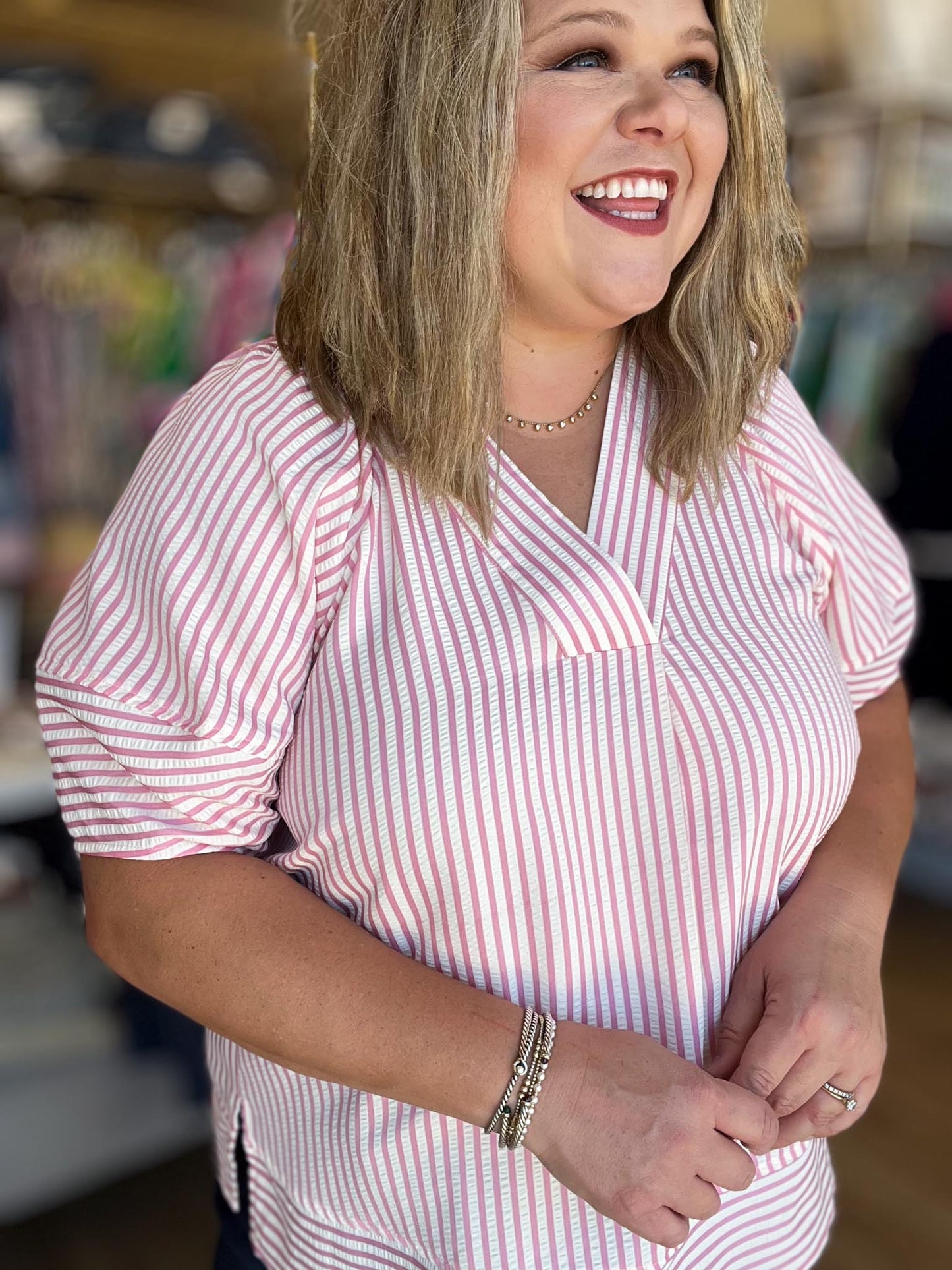 Summer Sweetheart Curvy Pink Stripe Top