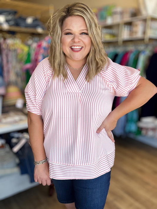 Summer Sweetheart Curvy Pink Stripe Top