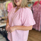 Sunday Stroll Curvy Pink Gingham Blouse