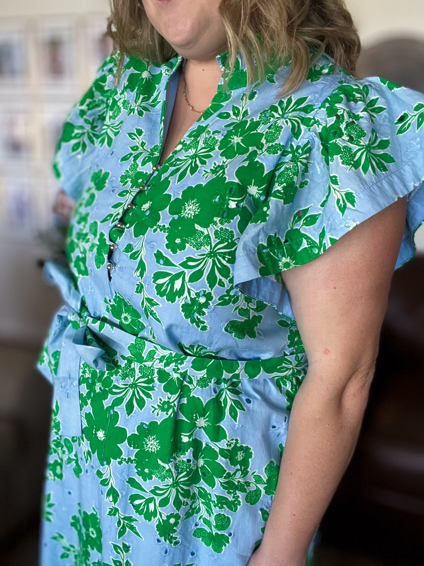 Sunday in Bloom Curvy Blue Floral Midi Dress