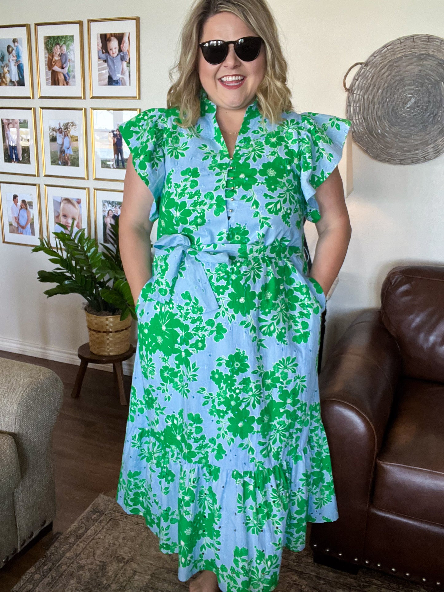 Sunday in Bloom Curvy Blue Floral Midi Dress