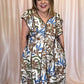 Sunflowers in Late Summer Curvy Brown Floral Midi Dress