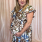 Sunflowers in Late Summer Curvy Brown Floral Midi Dress