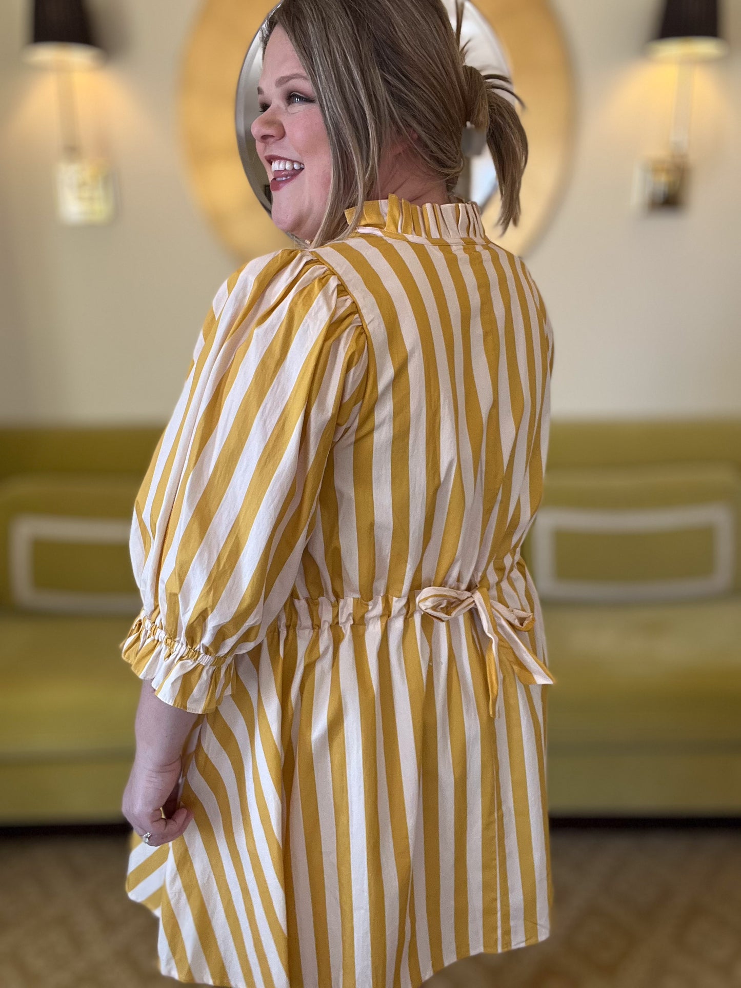 Sunshine Stroll Curvy Yellow Mini Dress